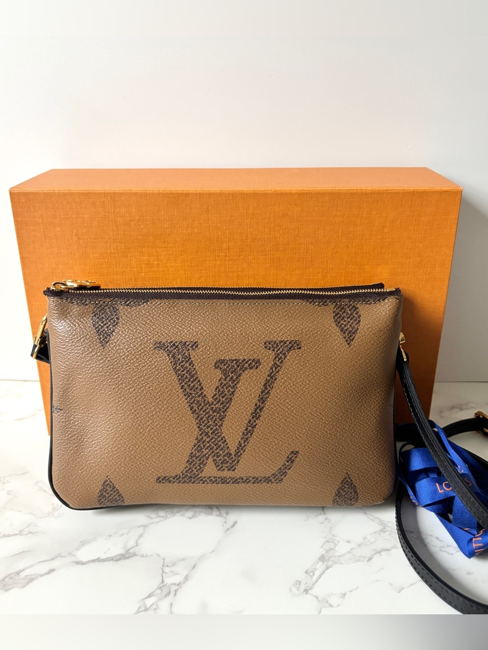 Louis Vuitton Double Zip Pochette Handbag Giant Reverse Monogram